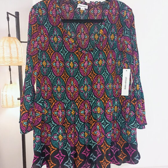 CHLOE + RENE Women's Top with a Multicolored Bohemian Pattern. Plus Size 2X - Picture 1 of 6